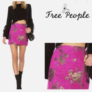 Free People Fuchsia Floral Mini Skirt